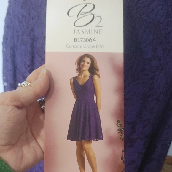 Jasmine B2 Purple V-Neck Sleeveless Fit and Flare Cocktail Dress 10 - Picture 7 of 14